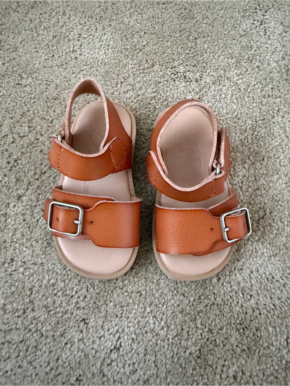 Zara Toddler Tan Leather Buckle Sandals